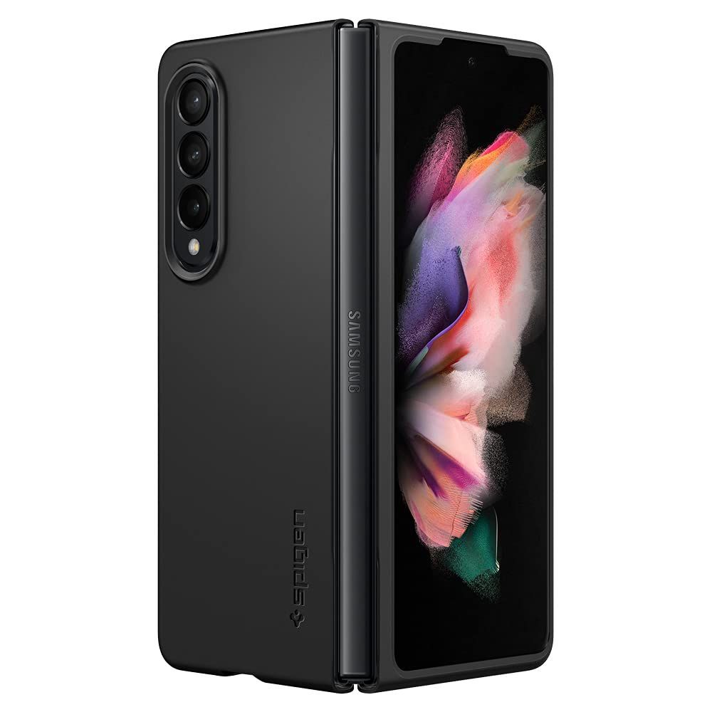 【大特価】] SCG11 レンズ保護 [ [ 厚さ | 0.8ｍｍ ] SC-55B 超薄型 ケース 重さ15g 超軽量 Fold3 パーフェクト・フィット ギャラクシー Z フォールド3 Galaxy エアースキン ACS03086 Spigen (ブラック