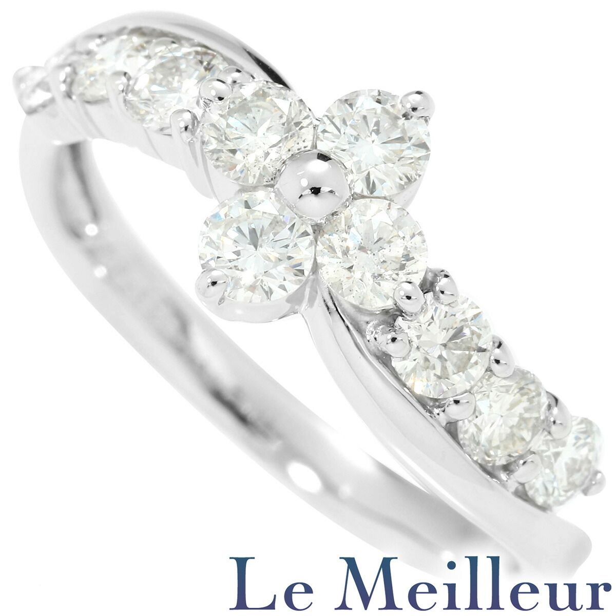 フラワーモチーフリング VSクラス 指輪 ダイヤモンド 1.0ct Pt900 14号  