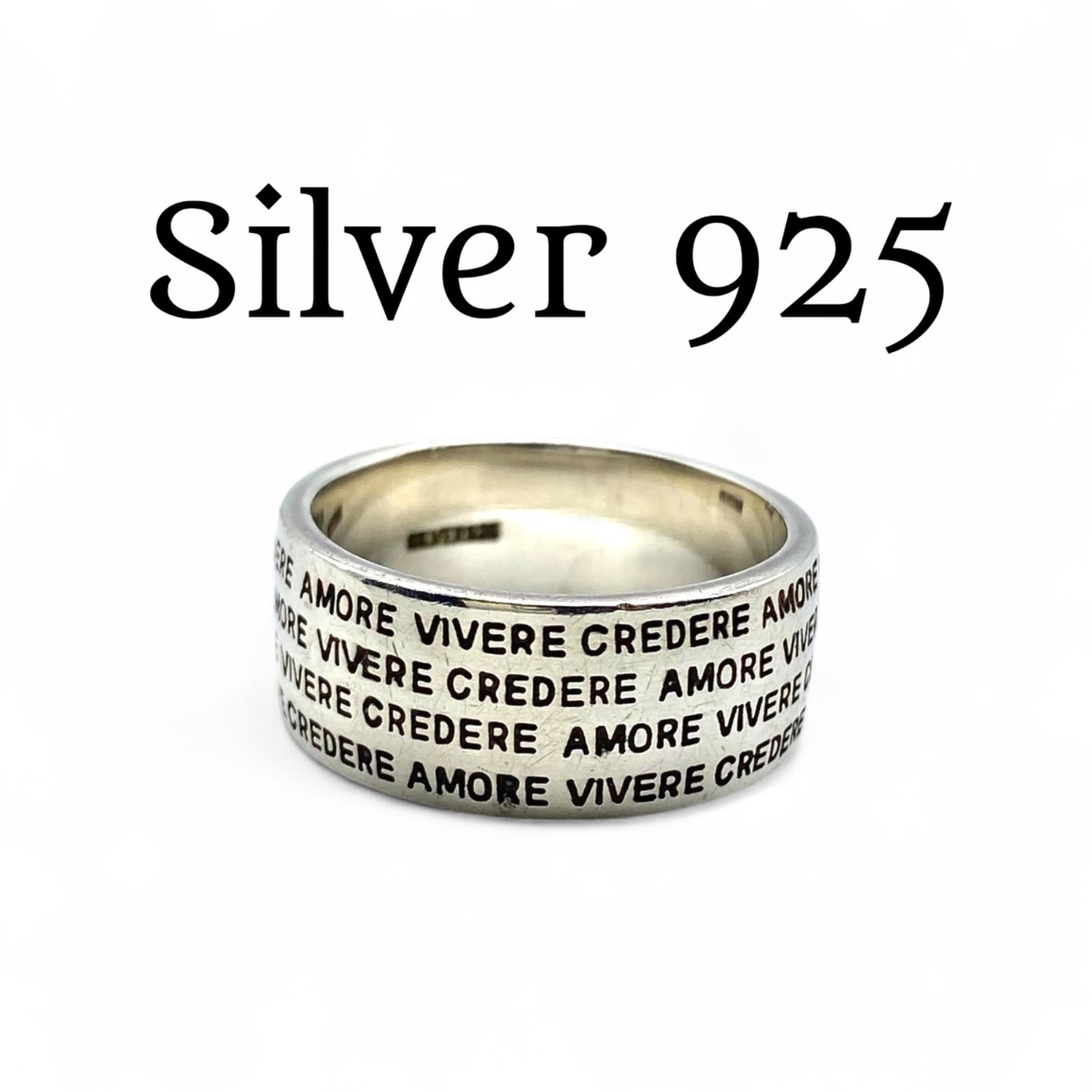 愛・生きる・信じる】イタリア語 メッセージ Silver 925 刻印 90s