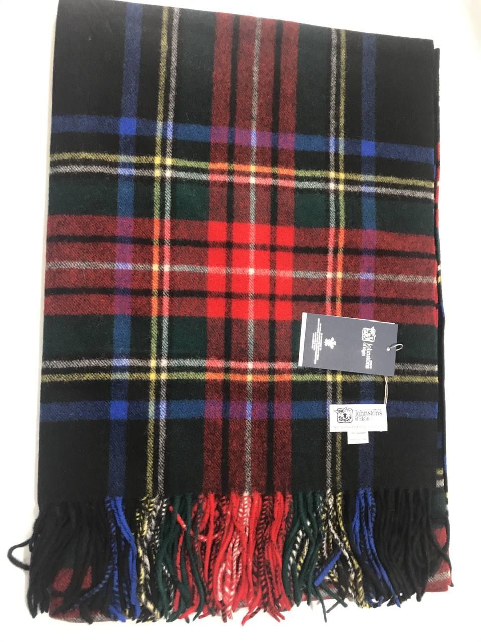 ギフト Johnstons of Elgin ジョンストンズ カシミヤ マフラー ストール チェック柄 大判 190×70cm BLACK STEWART
