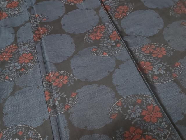 平和屋着物○半幅帯 雪輪花文 CAAR1358hy 平和屋着物▽両面 六