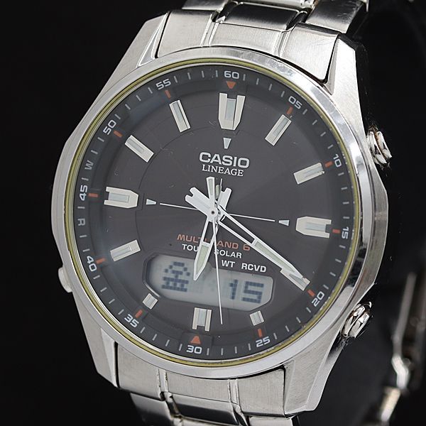 カシオ リニエージ LCW-M100 ラウンド 黒アナデジ文字盤 電波ソーラー