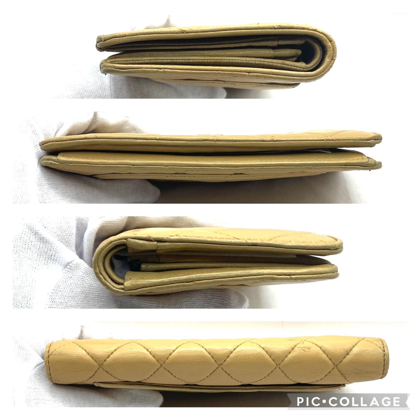 346】美品 CHANEL/シャネル ココマーク マトラッセ ラムスキン 二 