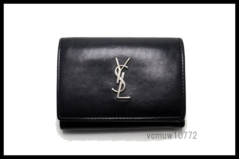 近年モデル希少美中古■SAINT LAURENT PARIS レザー 3つ折り財布 サンローランパリ■0613wa3011-4M