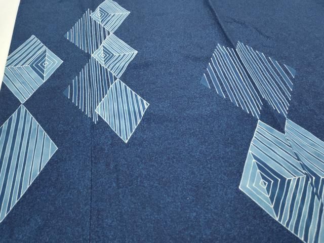 平和屋着物○訪問着 作家物 型染め 吉祥草花文 鬼しぼ縮緬 正絹 逸品