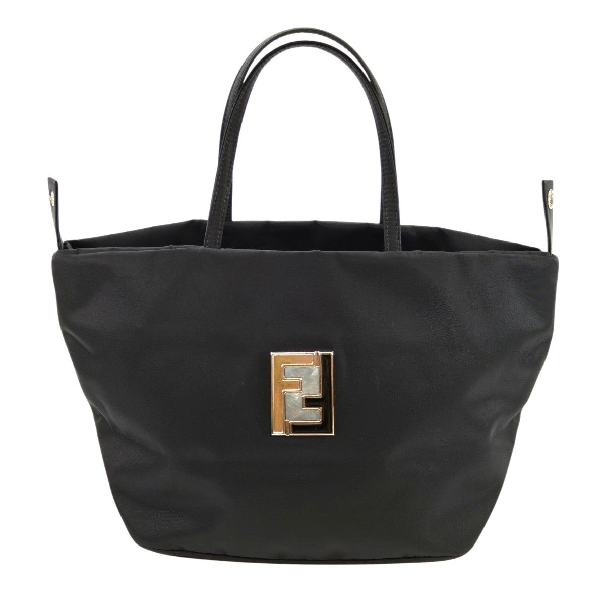 FENDI 2way ハンドバッグ　ナイロン　ロゴ　ブラック　トートバッグ　変形 FENDI 2way ハンドバッグ ナイロン ロゴ ブラック トートバッグ 変形