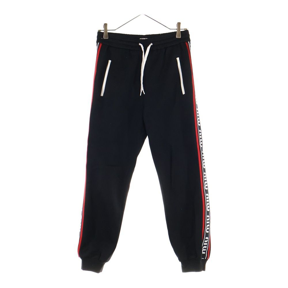 miumiu ミュウミュウ サイドロゴテープ スウェットパンツ ジョガーパンツ ブラック MJP191