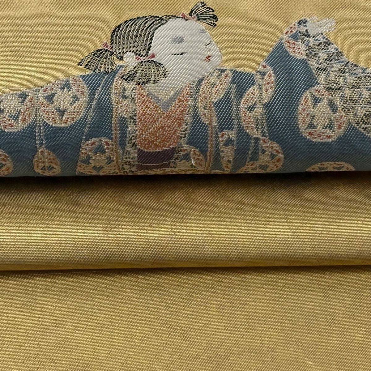 明綴れ 手織 袋帯 鶴 鳥 金糸 銀糸 正絹 お太鼓柄 Q647