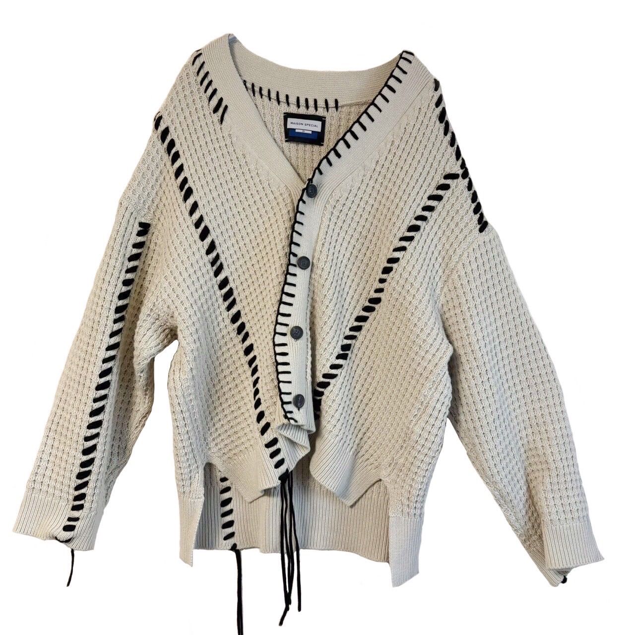 MAISON SPECIAL 鬼ワッフルクレイジーステッチ オーバーカーディガン MAISON SPECIAL [メゾンスペシャル] Oni-Waffle Crazy Stitch