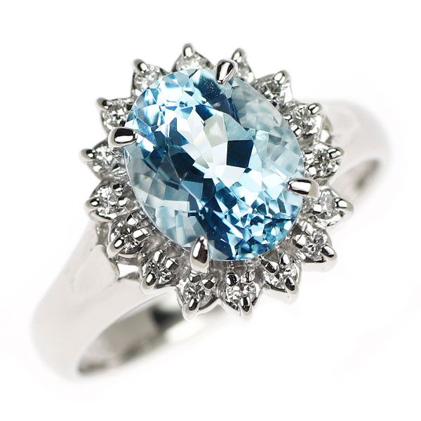 Pt900　リング　アクアマリン0.96ct　ダイヤモンド0.43ct 12号 12号【POLA/ポーラ】 サンタマリア アクアマリン 1.40ct