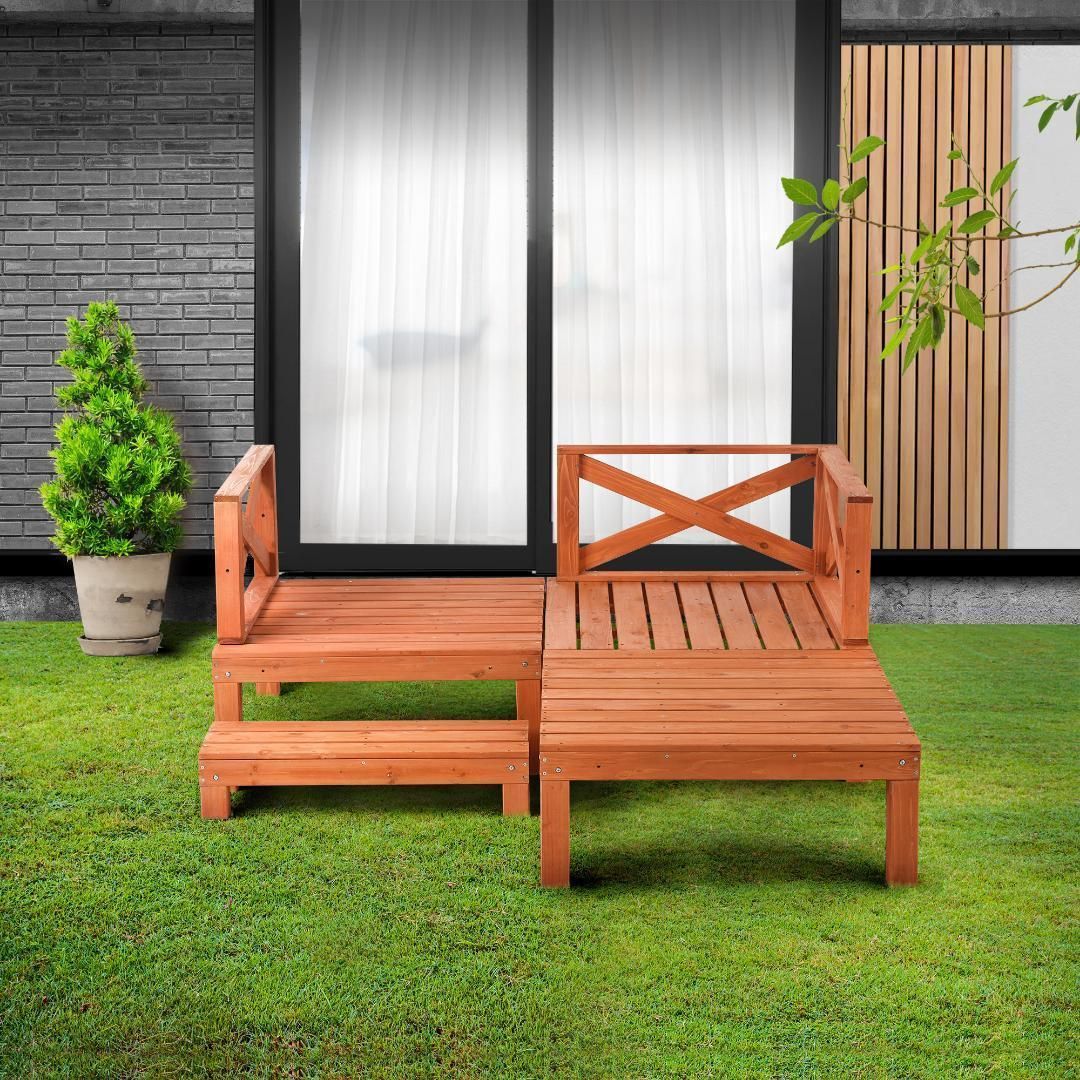 ウッドデッキ 天然木 キット 7点セット 0.5坪 ウッドパネル レッドブラウ yew4