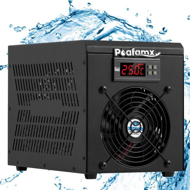Poafamx 水槽クーラー 15-40℃調整 60L 冷却と加熱両用 ウォータークーラー 水冷設備 パイプとウォーターポンプ付き 小型循環式クーラー デジタル表示 恒温 低ノイズ 省エネルギー 環境保護 水耕栽培|家庭用|水族館|魚屋|養魚場|ホテル 1