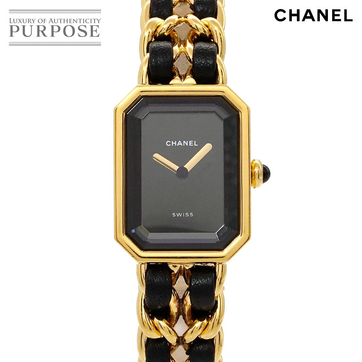 シャネル CHANEL プルミエール Lサイズ H0001 ヴィンテージ レディース 腕時計 ブラック ゴールド ウォッチ Premiere 90280077