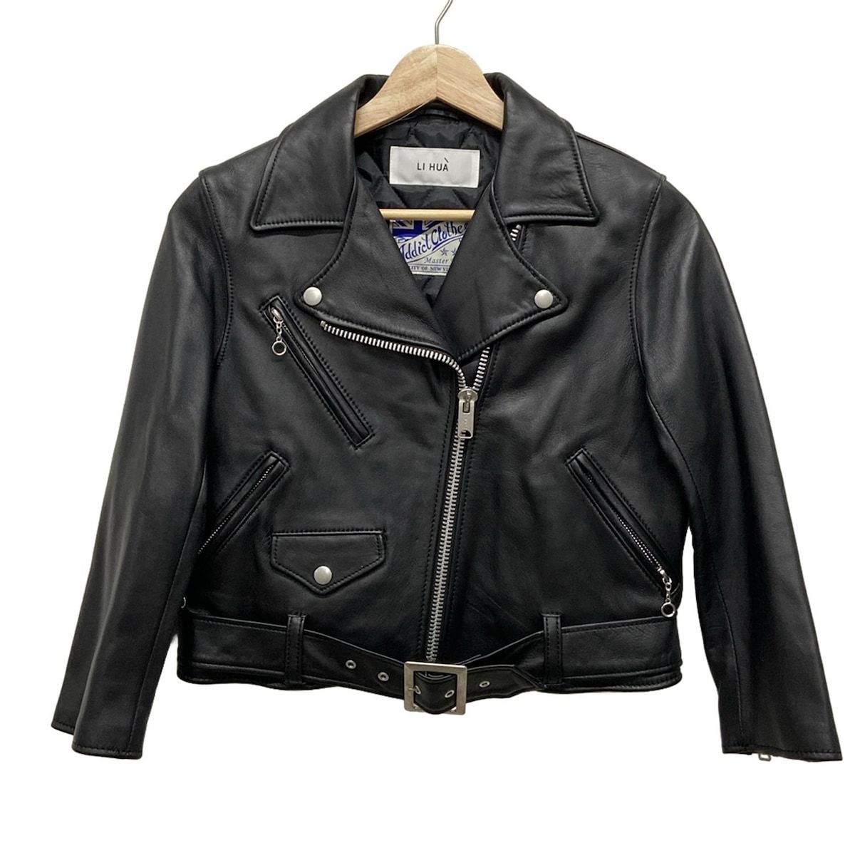 LI HUA リーファー ライダースジャケット サイズ38 M レディース - 黒 長袖|レザー|中綿|冬