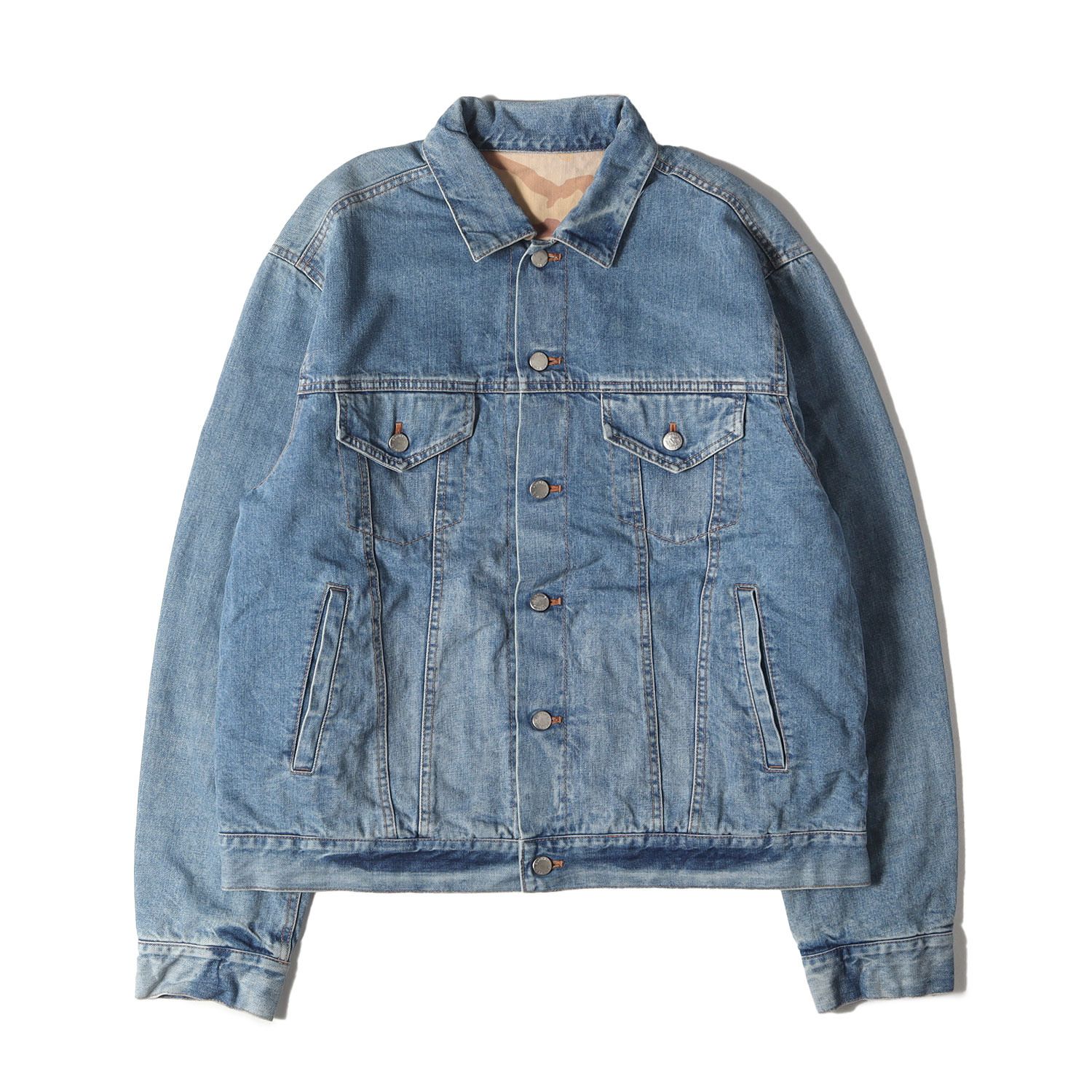 ソフネット デニムジャケット Gジャン ダメージ加工 ヴィンテージ加工 L SOPHNET ソフネット ジャケット サイズ:L ヴィンテージ加工 裏地カモ柄