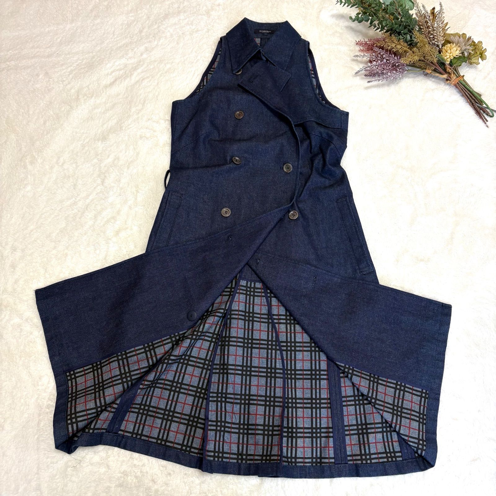 極美品✨バーバリー ロンドン　ハイネックノースリーブワンピース　絹　麻　40 TOKYO BASIC ノースリーブワンピース ロング 40代 50代 夏 接触冷感 強