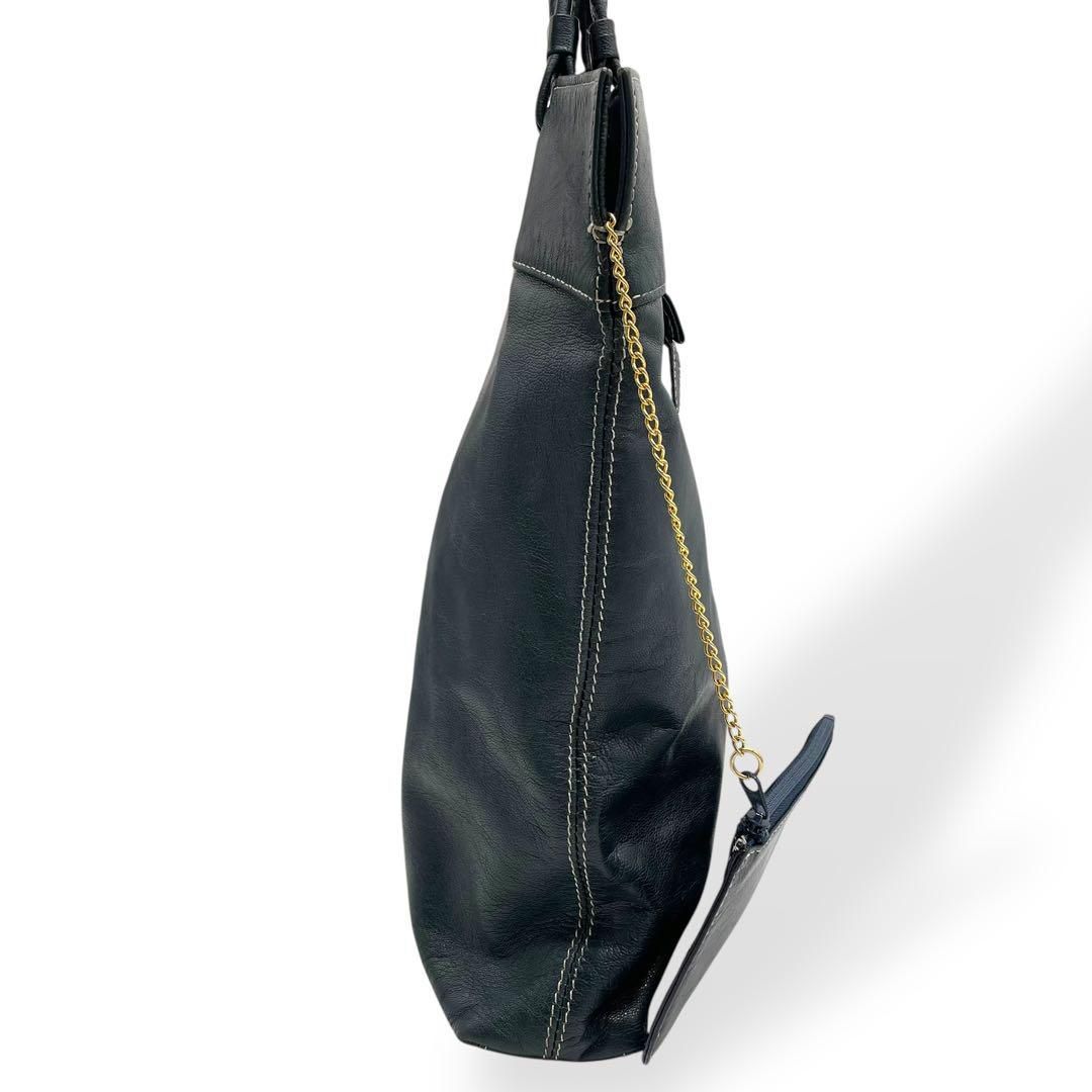 良品 kitamura キタムラ トートバッグ ネイビー レザー ポーチ