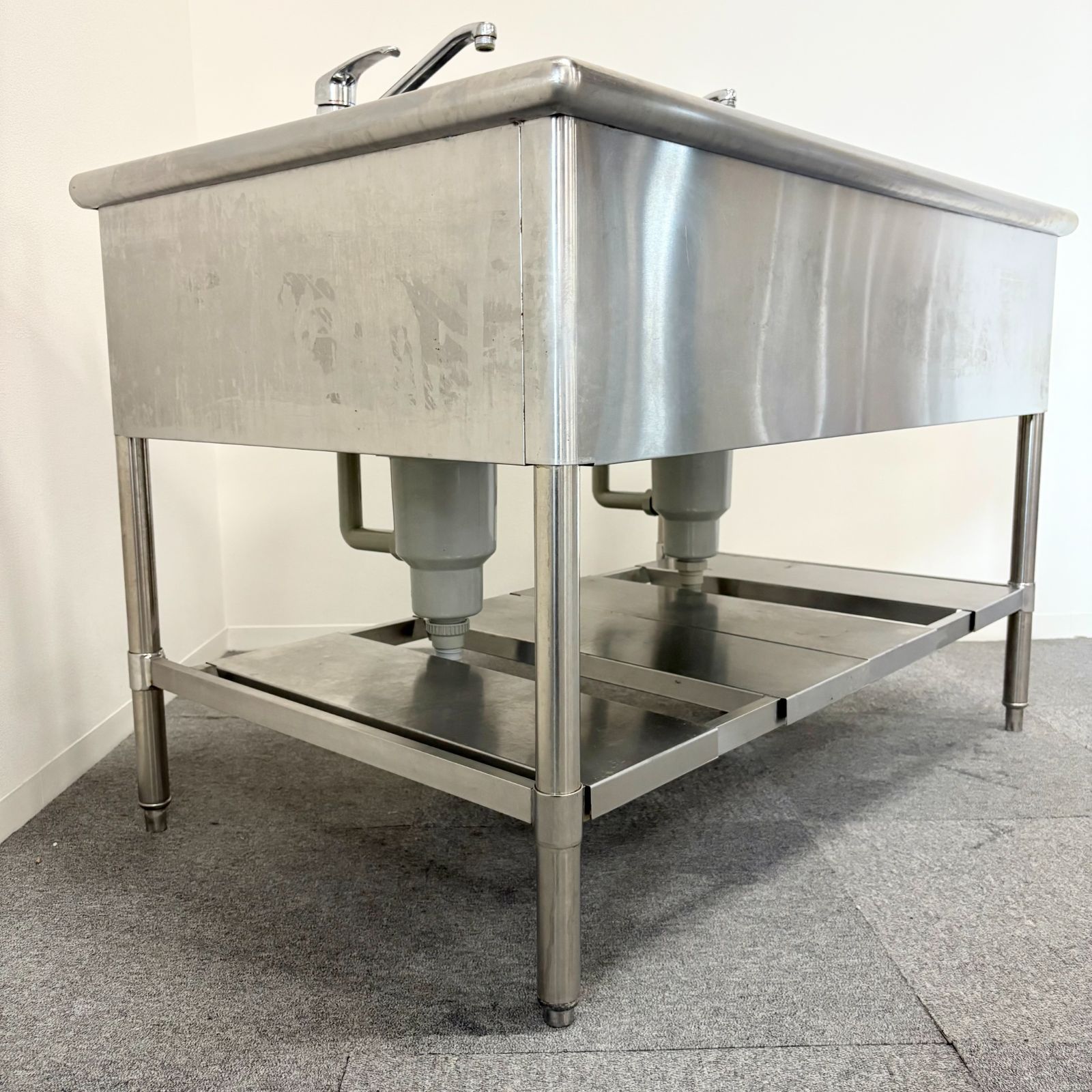 2槽シンク|幅1200mm×奥行750mm×高さ800mm|業務用|厨房機器|流し台|混合水栓|1494