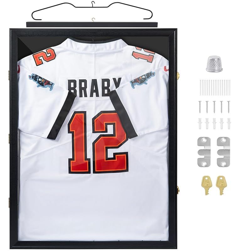 TORIBIO ユニフォーム額縁 ロック付き 防犯 室内紫外線を98 カット 80 60cm 木製 壁掛け tシャツ 額縁 ポスターフレーム 壁掛け 木製ハンガー メタルハンガー ピンボード フットボール バスケットボール 野球 サッカー ホッケ