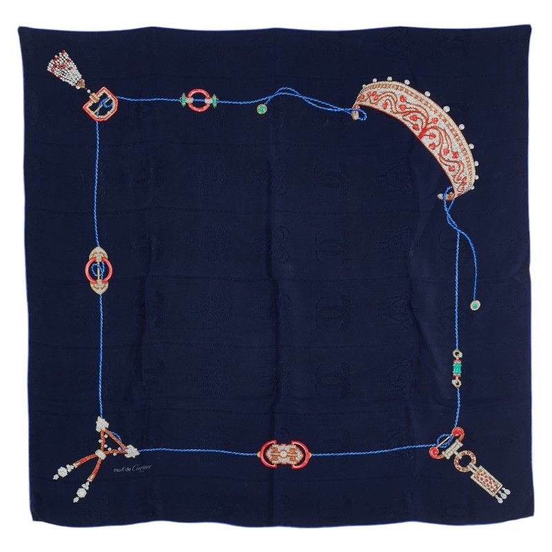 マストドゥカルティエ/Cartier シルク100% アクセサリーと宝石柄 Cartier - 【中古】カルティエ マスト ドゥ カルティエ スカーフ