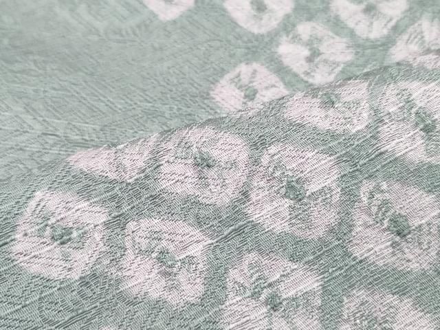 平和屋着物○九寸名古屋帯 紬地 雲絞り 間道 銀鼠色 正絹 逸品