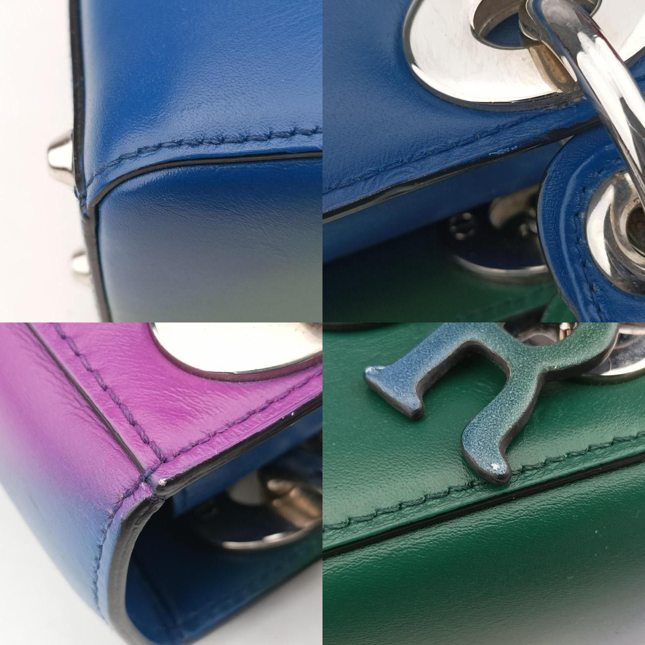 クリスチャンディオールChristian Diorレディディオールブルー×グリーン×パープルレザー04-MA-1113