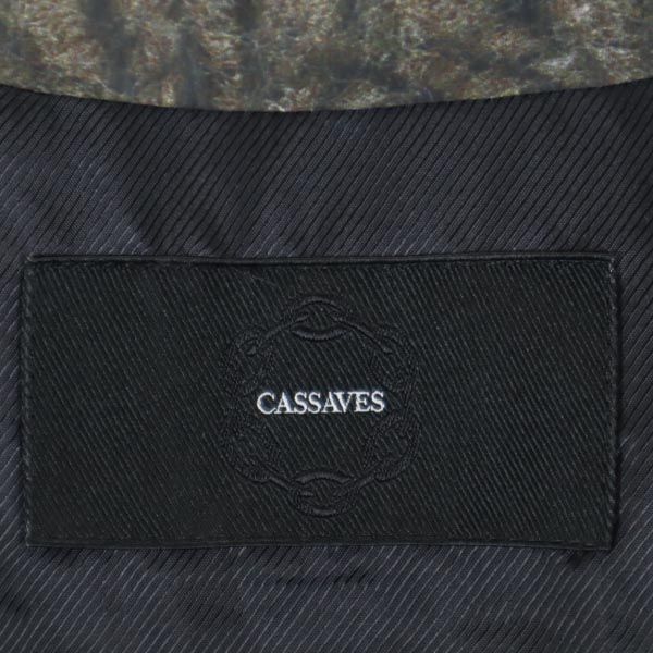 カザベス ニットプリント ダウンベスト M ベージュ×グレー CASSAVES メンズ   【221223】64cm身幅