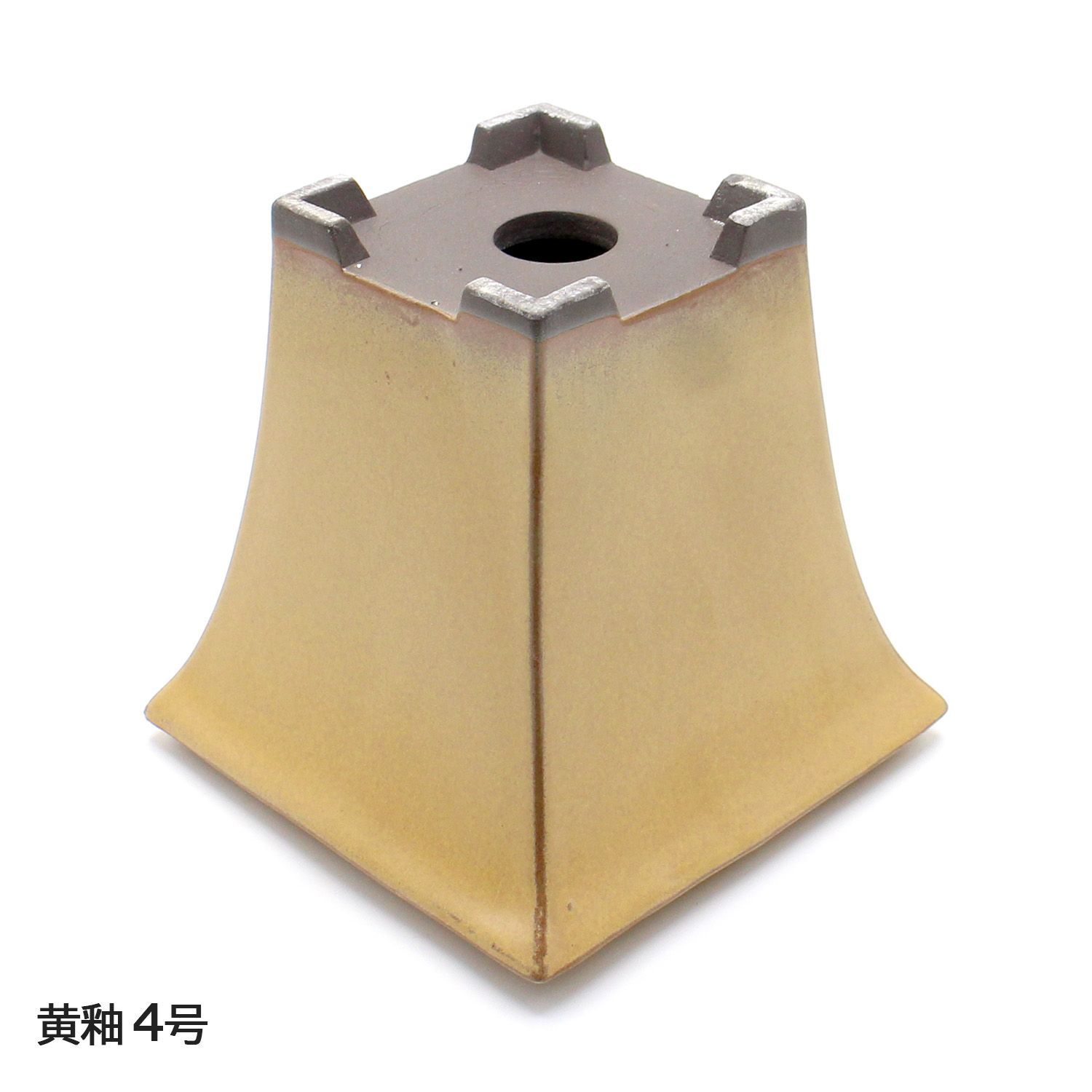 茶色 陶器 盆栽鉢 四角形　陶昇 盆栽鉢 4号 正角反鉢 懸崖 黒 白 青 黄 水色 アイボリー 緑 七色 瀬戸