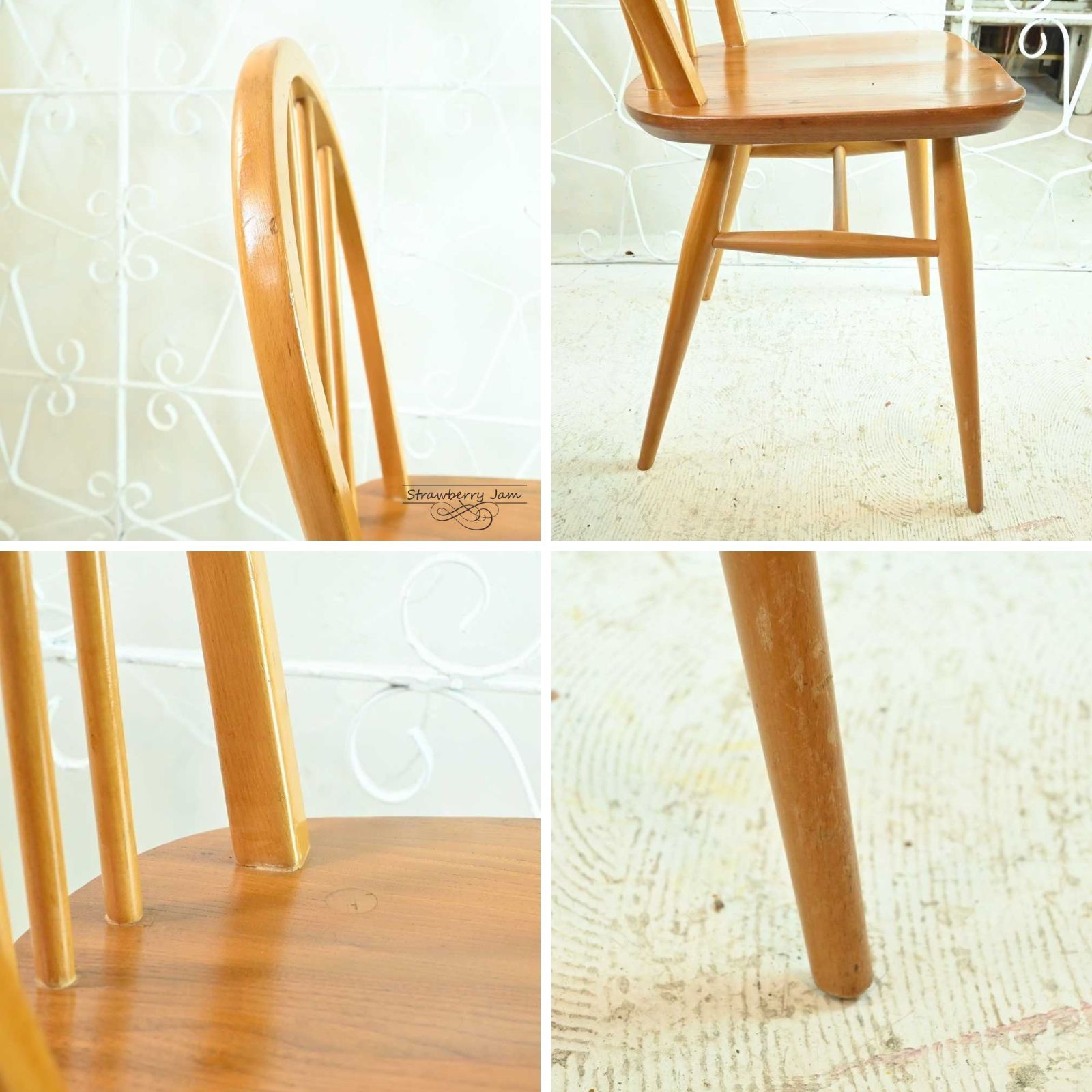 L3705-300-3 英国ヴィンテージ アーコールチェア フープバック 4本