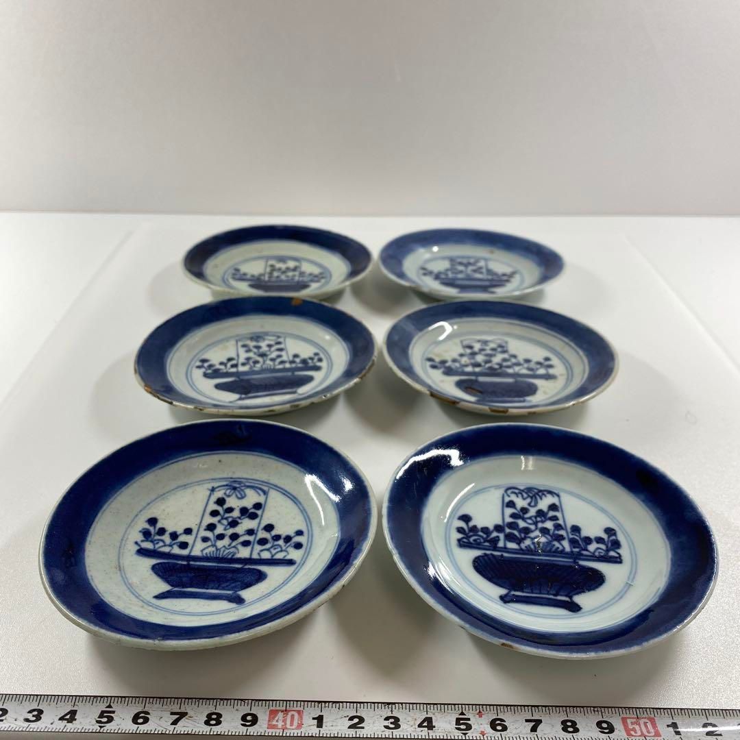 中国清朝時代 新渡青花皿6枚 木箱付 直径11.3㎝ 東Y6-1218④ - メルカリ
