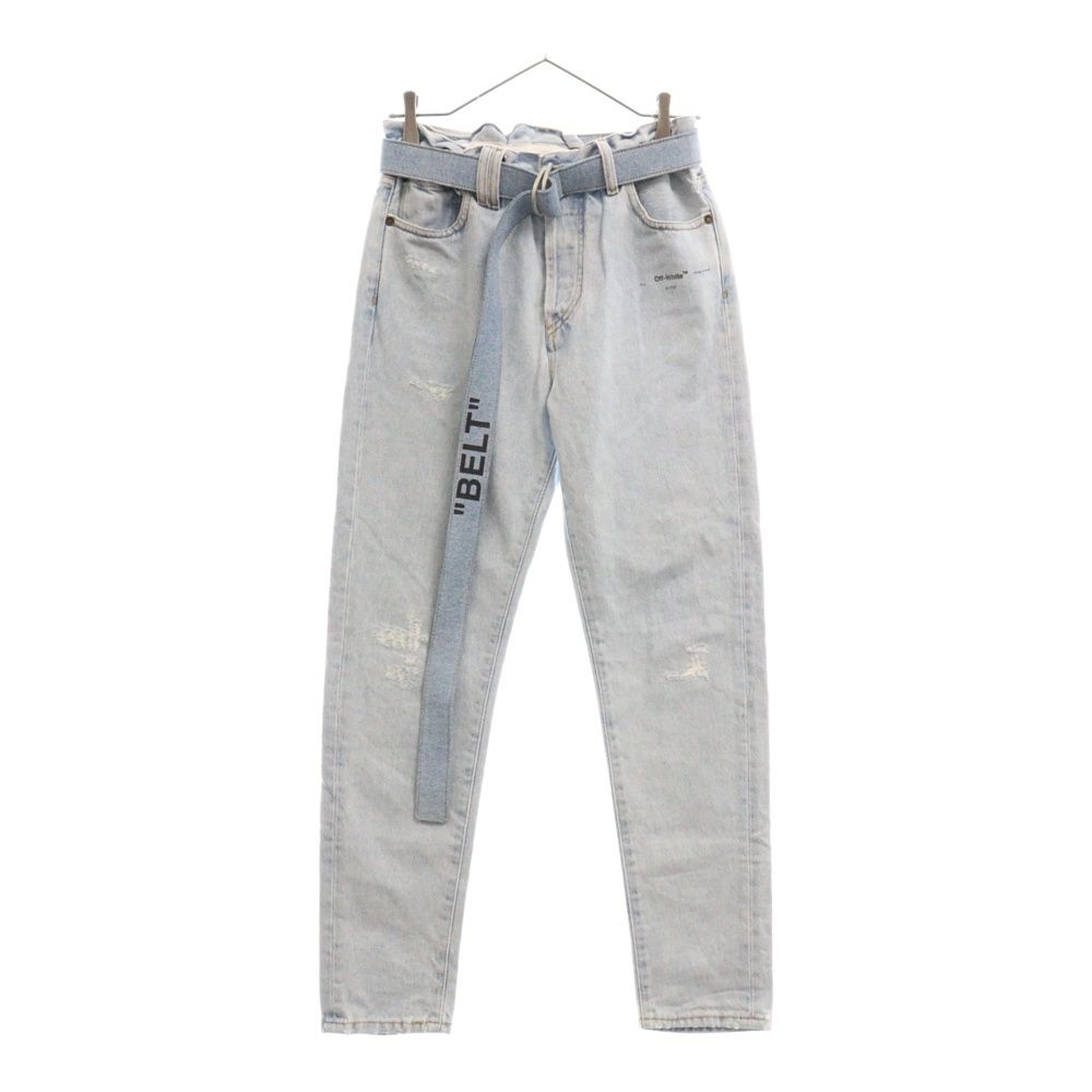 OFF-WHITE (オフホワイト) 19SS ベルト付きボタンフライデニムパンツ 