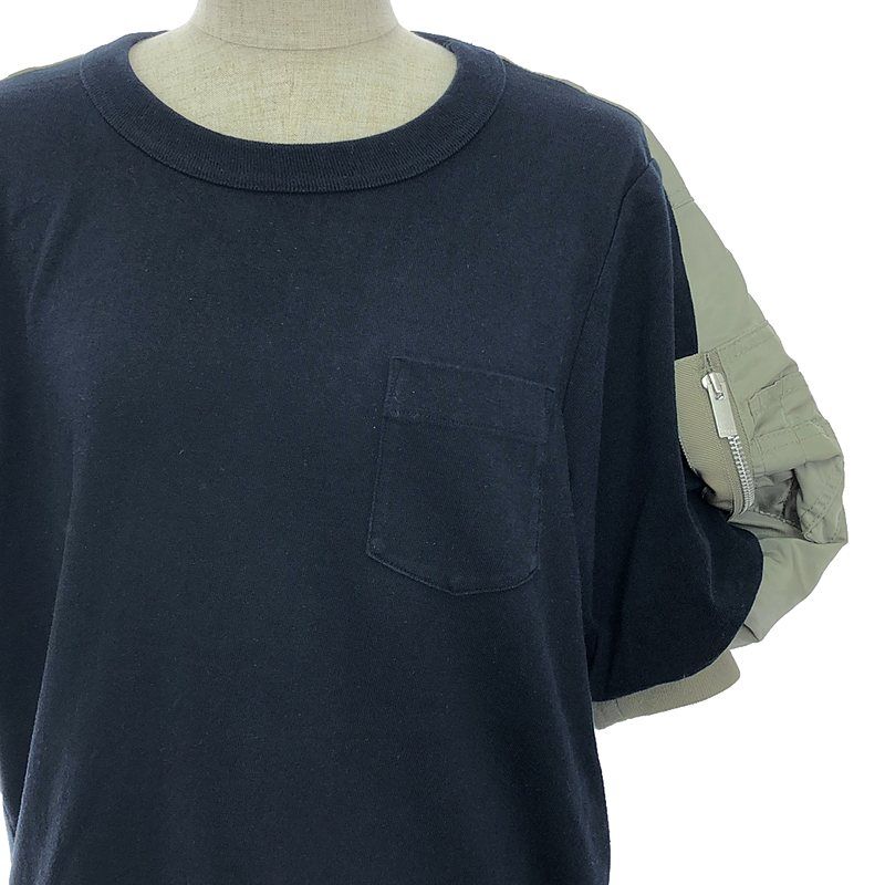 sacai / サカイ 異素材ドッキングボリュームスリーブ ブラウス | 1 | sacai / サカイ | 異素材 ドッキング ミリタリー ボリュームスリーブ