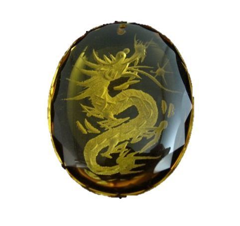 誕生石 １１月 手彫り龍 黄水晶ペンダントトップ 40mm 楕円 シトリンクォーツ 風水 パワーストーン プチギフト 転勤 退職 お礼 