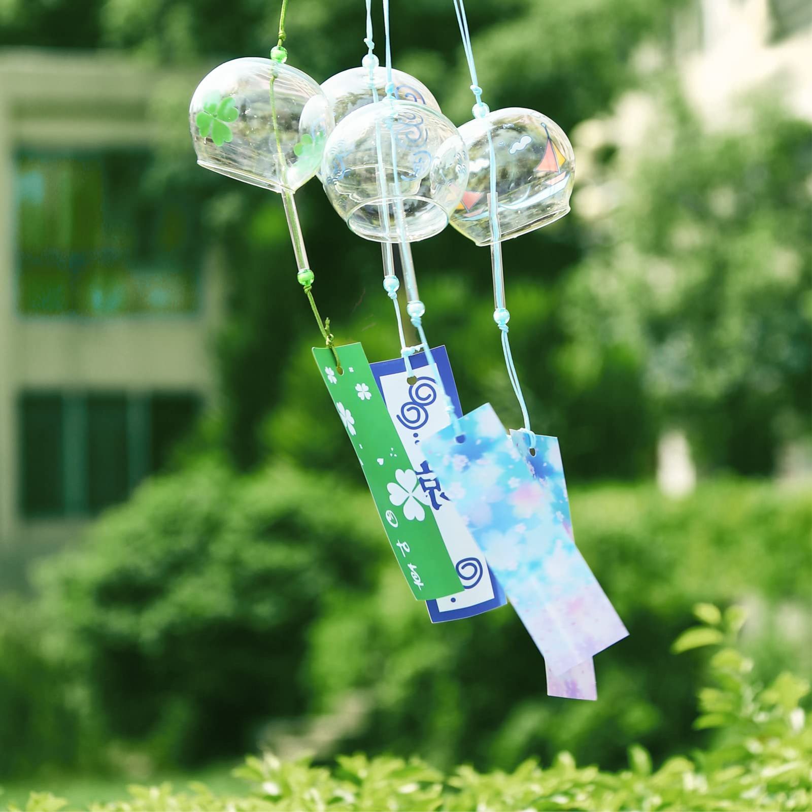 新品 ガラス風鈴 4個セット 和風 夏の風物詩 おしゃれ 澄んだ音