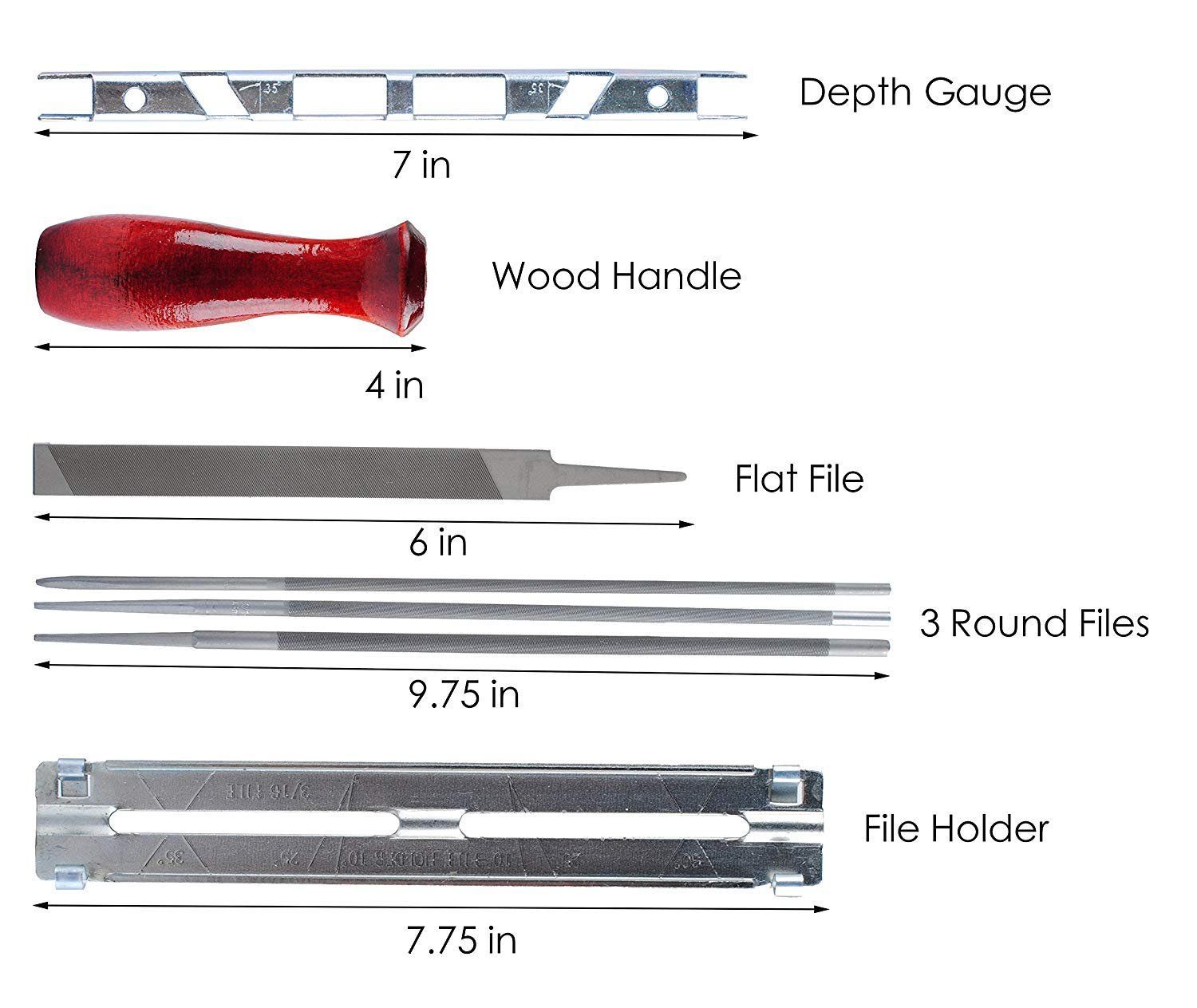 平やすり 丸やすり3種 チェーンソー 目立てセット デプスゲージ 目立てホルダー 収納袋付き ８点セット