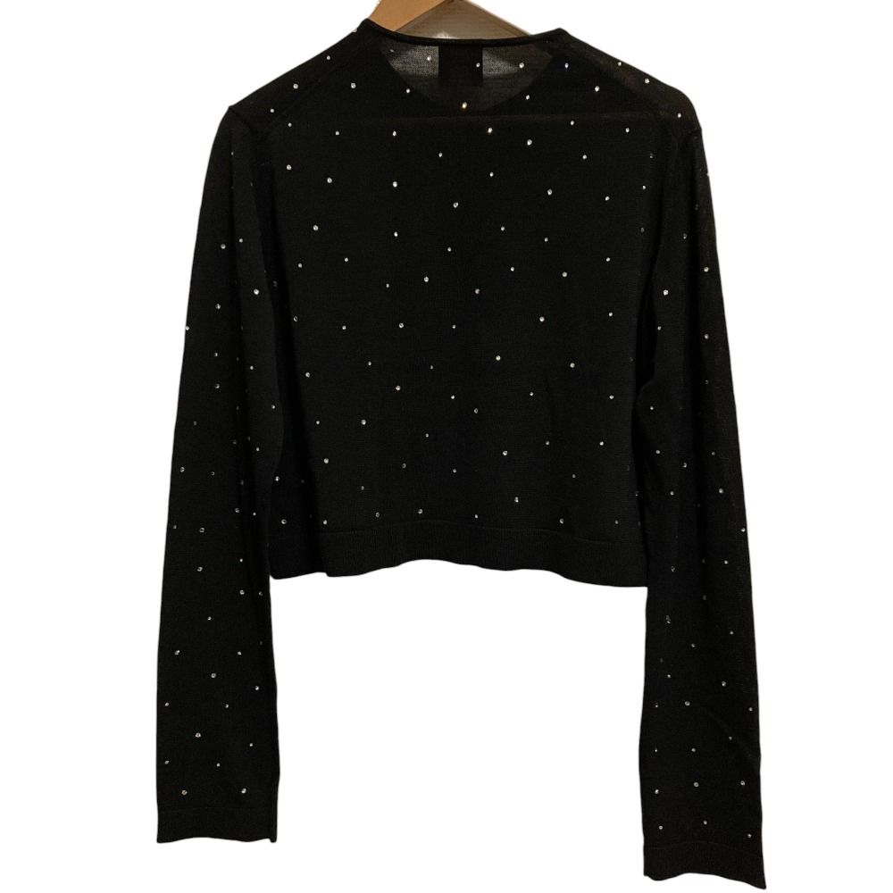 美品 24AW Spick and Span スピックアンドスパン ラインストーン ビジューニット ショートカーディガン F ブラック レディース 古着 中古 美品 24AW Spick and Span スピックアンドスパン ラインストーン