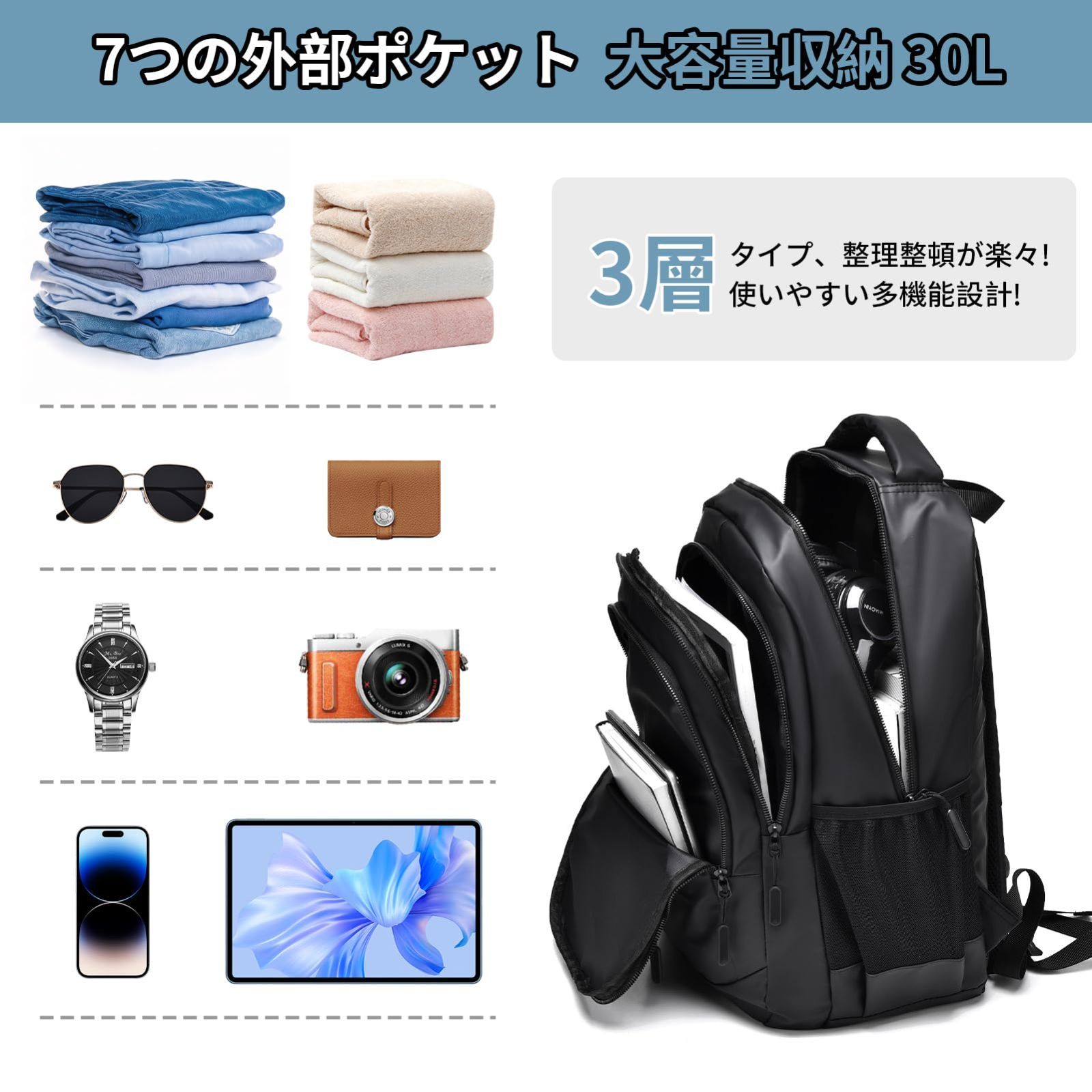 35L大容量 3層タイプ多機能設計