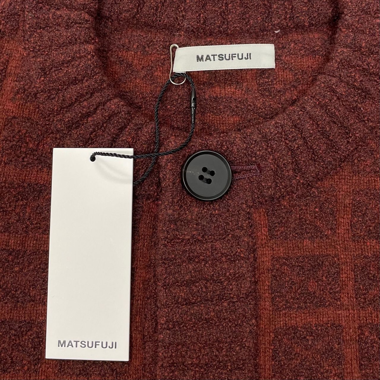MATSUFUJI◆Jacquard Cardigan/カーディガン(厚手)/2/ウール/ブラウン/M223-0501/ MATSUFUJI [ Jacquard Cardigan ] RED | ロイド・エフダブリュー