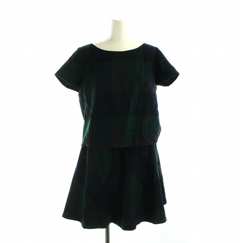 ブルーレーベルクレストブリッジ　ワンピース　ブラック　38 グリーンチェック ブルーレーベルクレストブリッジ ワンピース ブラック 38