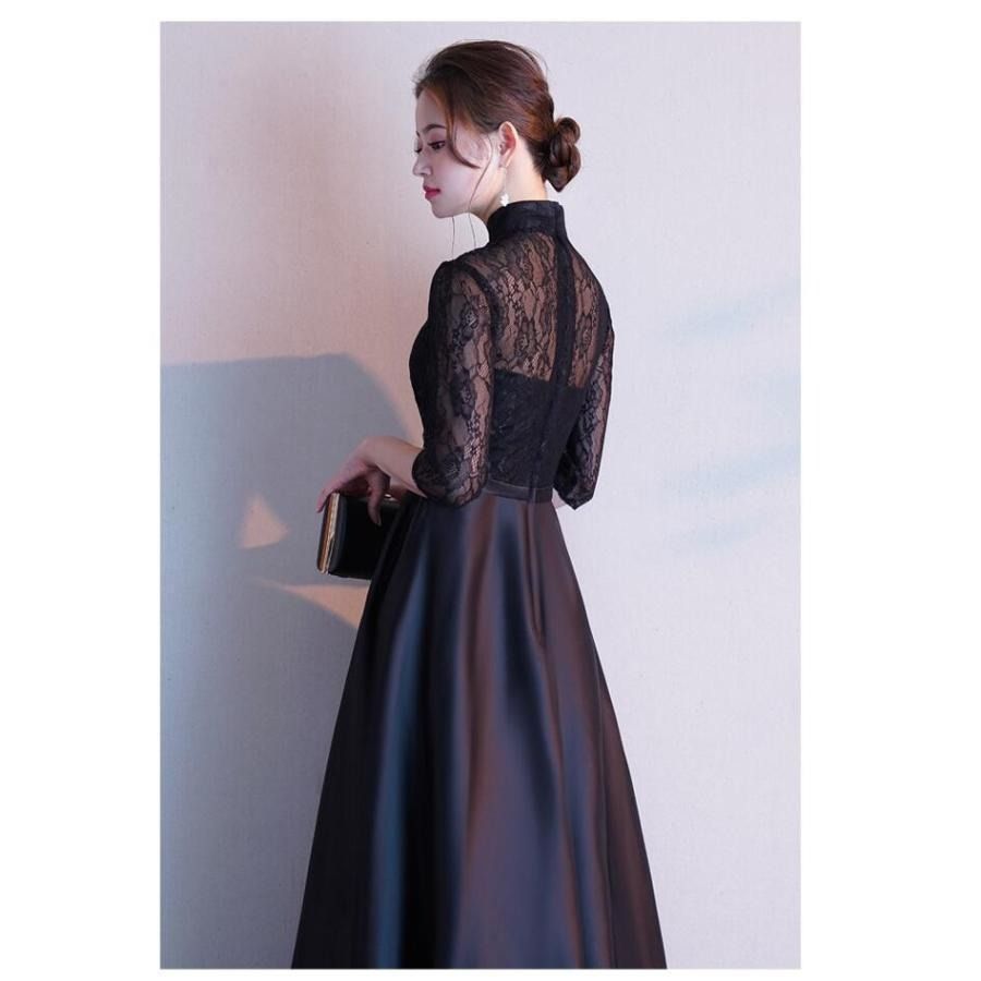 ウエディングドレス パーティードレス 立ち襟 Aラインワンピース 結婚式 二次会 披露宴 演奏会 発表会 ピアノ 大きいサイズ イベント用 袖あり