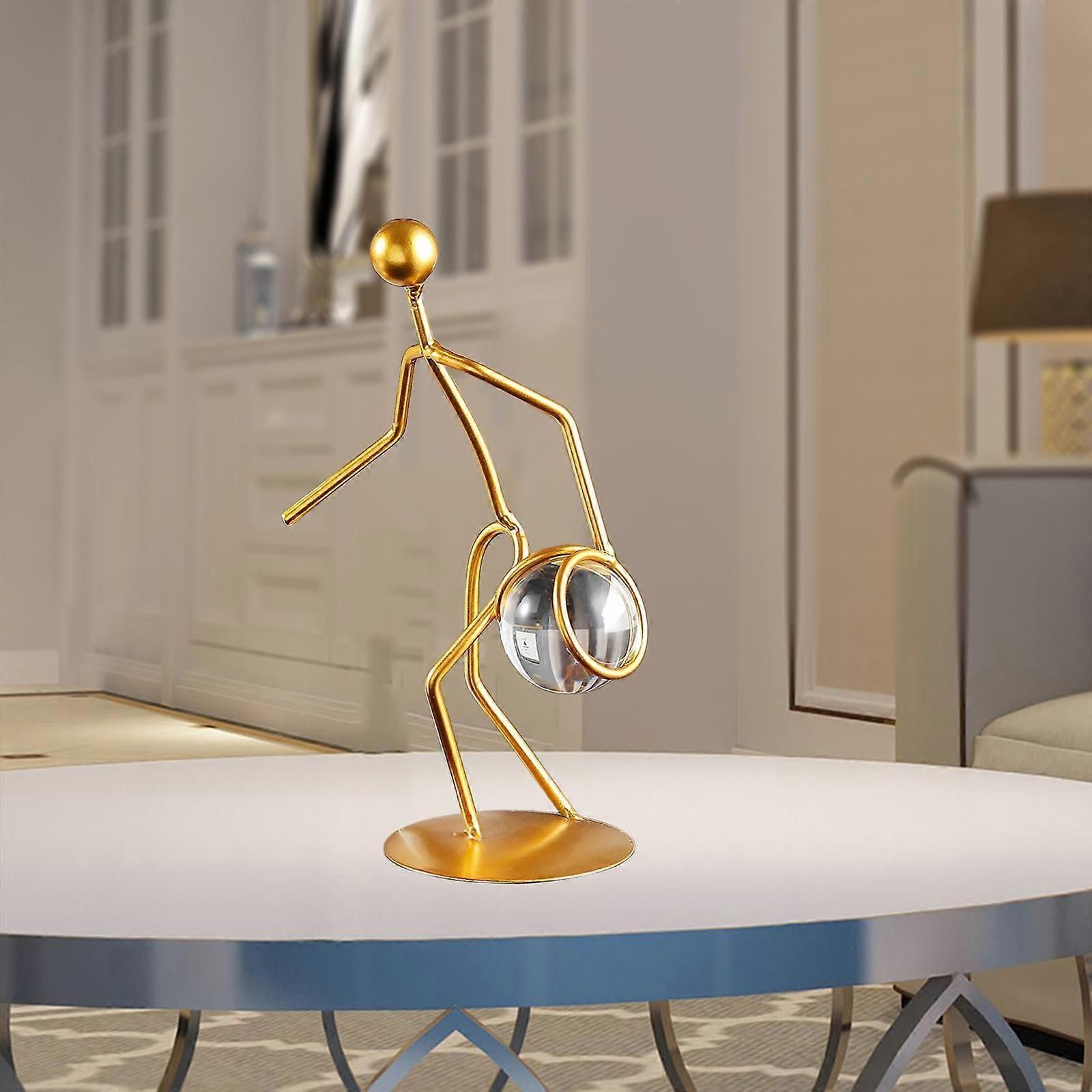 テーブル用金属スタンドオーナメント付きクリスタルボールフィギュア2個