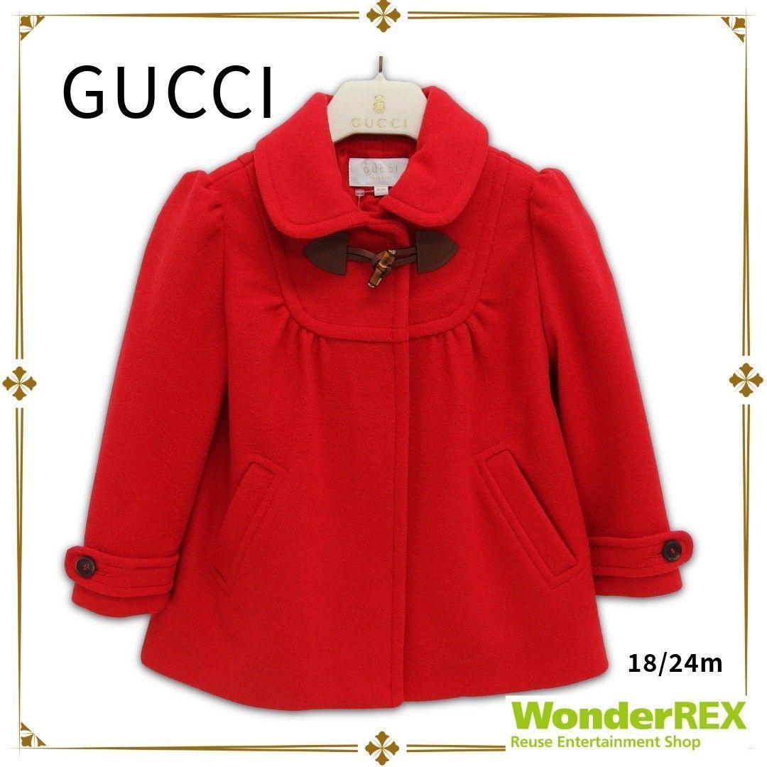 GUCCI ウールコート 18|24m レッド カシミア混 ベビー 80~90サイズ相当 ハンガー付き アウター グッチ