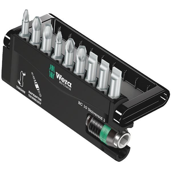 WERA ヴェラ 10点組 差込6.35mm ビットチェック バイトーションBi-Torsion ビットセット3 056375 工具 ツール DIY 作業工具 道具