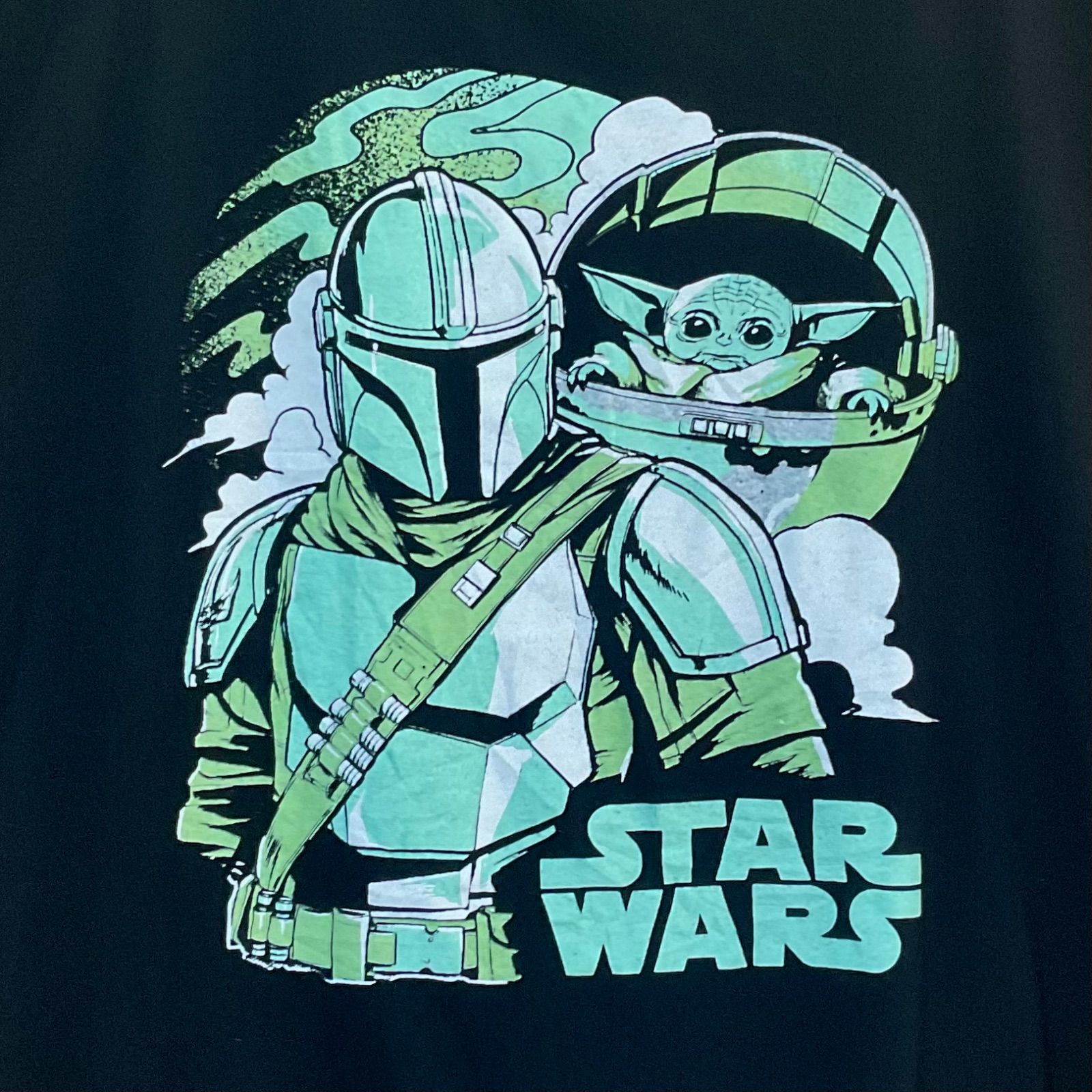 USA輸入古着 スター・ウォーズ マンダロリアンThe Mandalorian ボバフェット ベビーヨーダ　半袖Tシャツ 黒XL