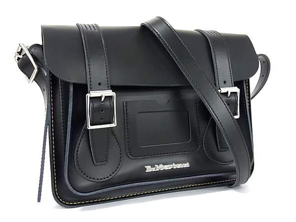 極美品 Dr.Martens ドクターマーチン 11インチ サッチェルバッグ レザー ショルダーバッグ クロスボディ ブラック系 FD2672