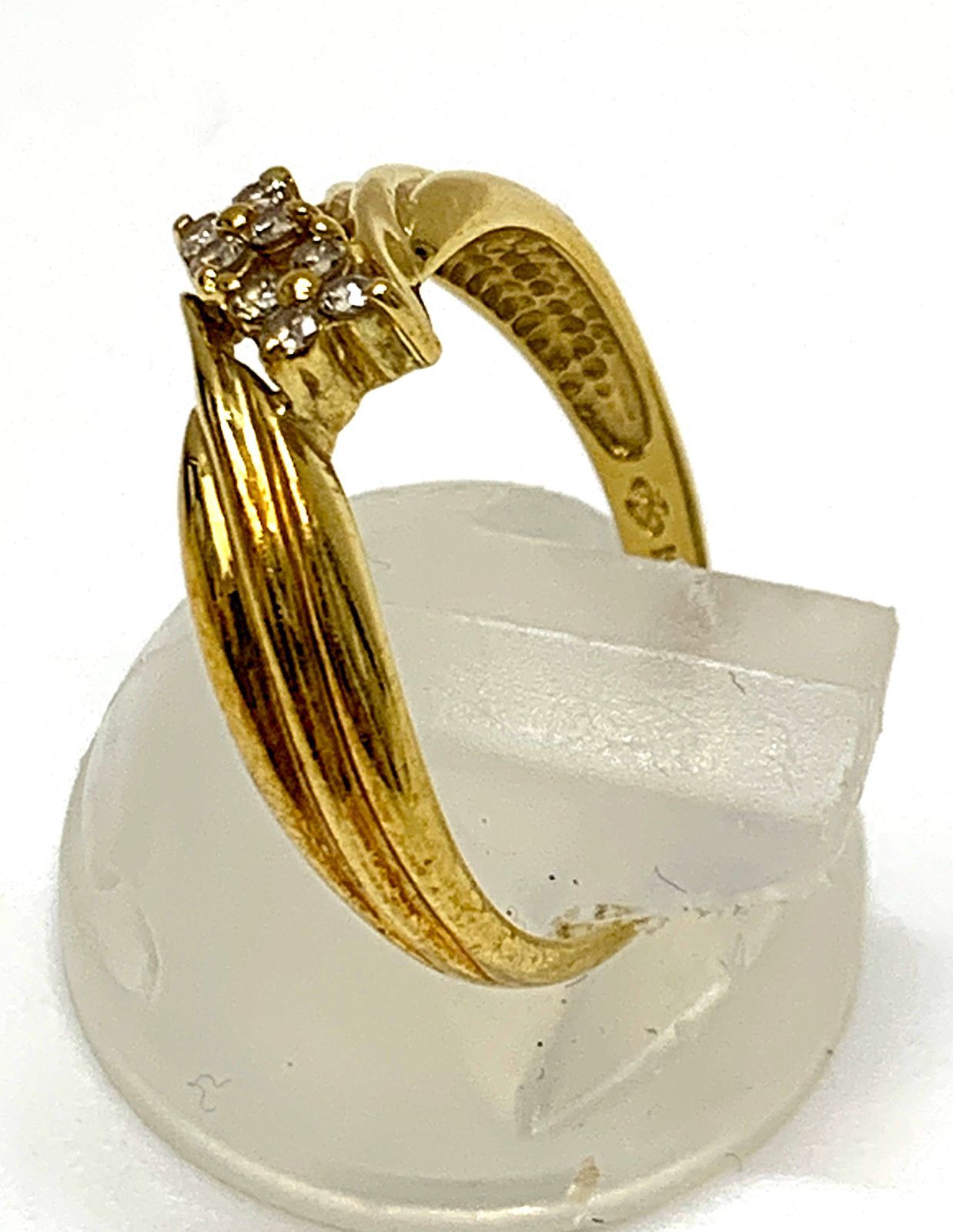 K18 ダイヤモンド 総計 0.08ct リング 指輪 ＃11 ゴールド系 2.6g 