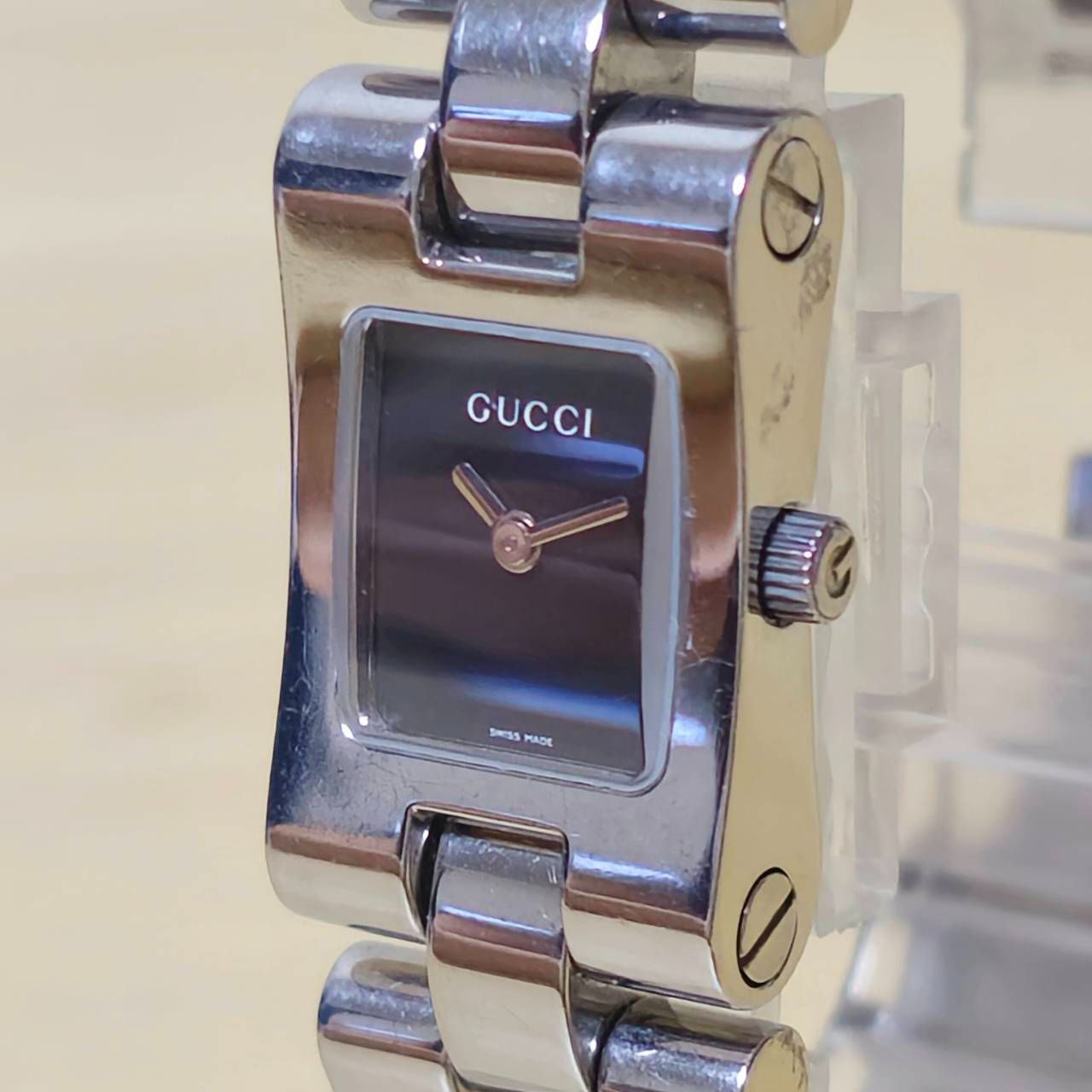 稼働品 GUCCI グッチ 2305L レディース 腕時計 黒文字盤