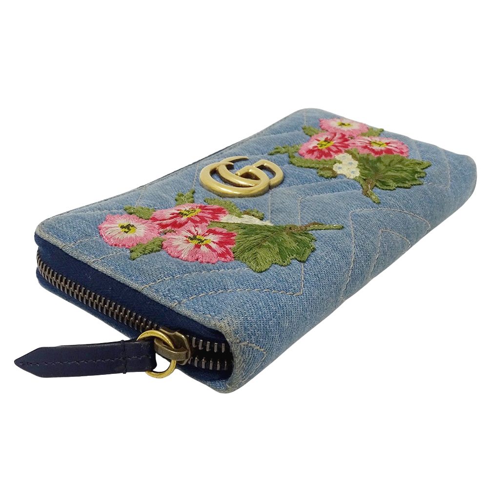 グッチ GUCCI 財布 レディース ブランド 長財布 GGマーモント デニム