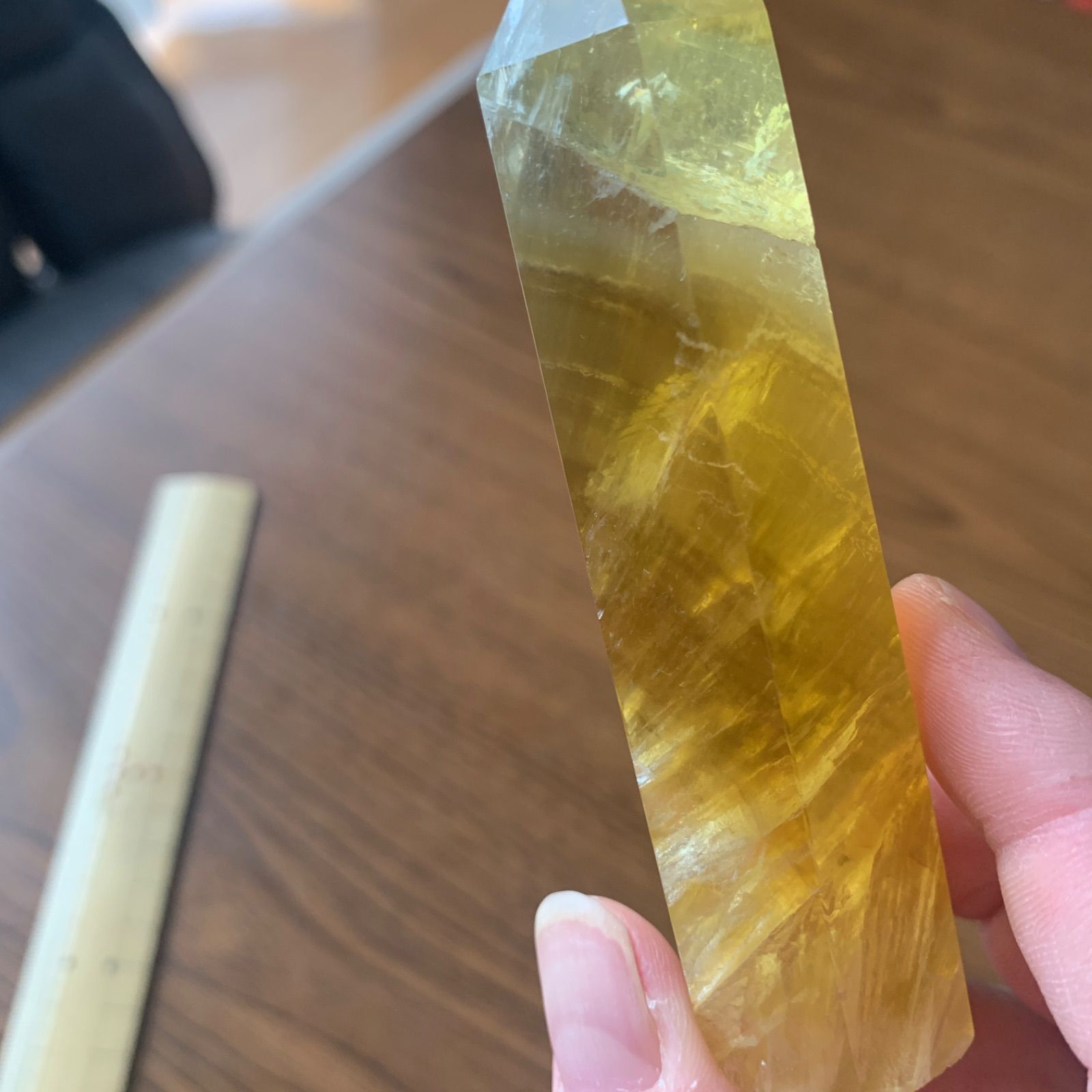 ✨美しい色合いと模様✨イエロー フローライト ダブルポイント 天然石