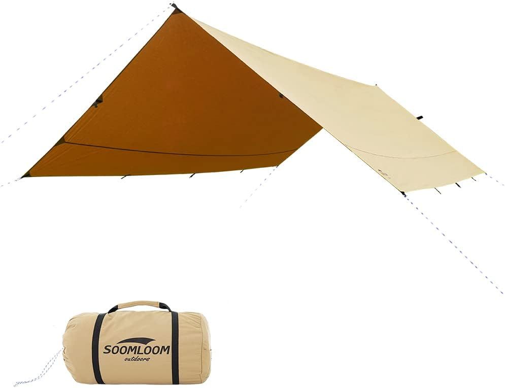 SoomloomレクタタープAdranus 2.5ｍX2.95ｍ/3.0ｍX3.85ｍ/4.0ｍX4.9ｍ 焚き火可 ポリコットンTC ファイアプレイス 遮熱性/耐火性/耐水性優れ サンシェード アウトドア